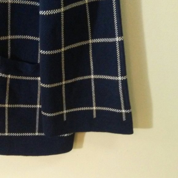 Navy/white Banana Republic double breasted windowpane cardigan - size medium - Picture 5 of 6